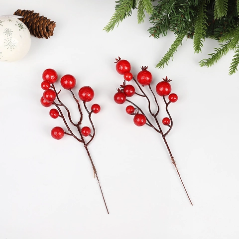 Künstliche Rote Beeren Zweige Weihnachtsdekoration Schaumstoff Beerenstiele Für Festliches Zuhause Weihnachtsbaum Dekor DIY