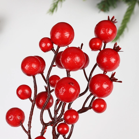Künstliche Rote Beeren Zweige Weihnachtsdekoration Schaumstoff Beerenstiele Für Festliches Zuhause Weihnachtsbaum Dekor DIY