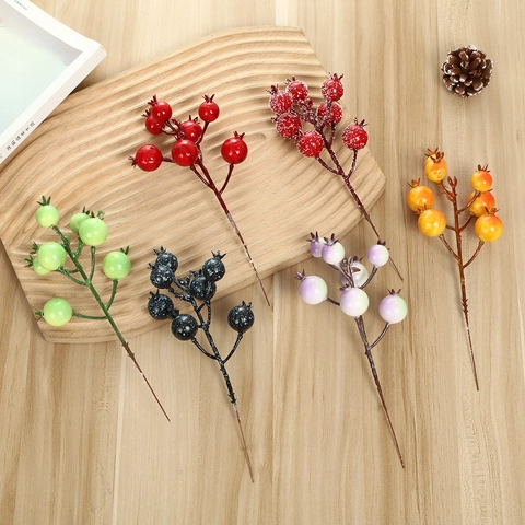 Künstliche Weihnachtsbeeren Stiele Gefrorene Rote Beeren Zweige Für Weihnachtsbaum Dekorationen DIY Kranz Home Wohnzimmer Feiertags Dekor