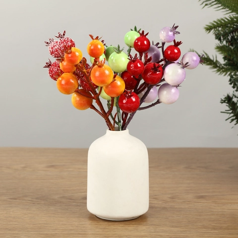 Künstliche Weihnachtsbeeren Stiele Gefrorene Rote Beeren Zweige Für Weihnachtsbaum Dekorationen DIY Kranz Home Wohnzimmer Feiertags Dekor