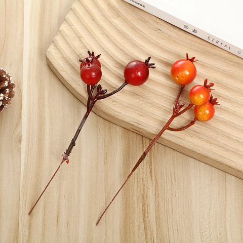 Artificial Berry Stems For Christmas Decoration Simulation Pomegranate Fruit Branches For DIY Home Floral Photography Prop