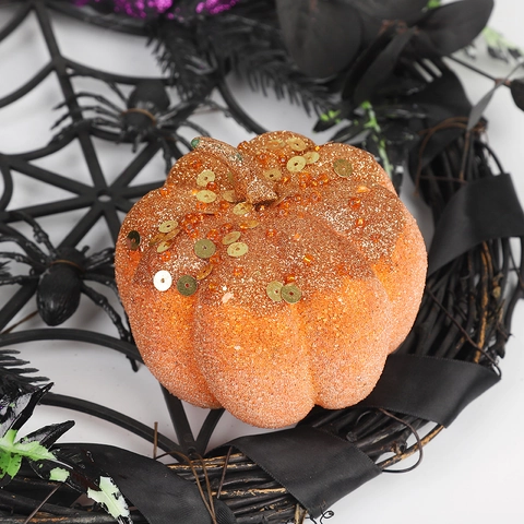 Citrouille Artificielle Halloween Paillettes Mousse Citrouille Pour Maison Bureau Décoration Table Atmosphère Accessoires