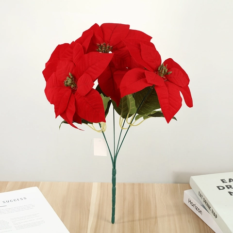 Künstlicher Weihnachtsstern Stiel Weihnachten Blume Dekoration Kunststoff Blumen Haus Büro Party Blumenarrangement