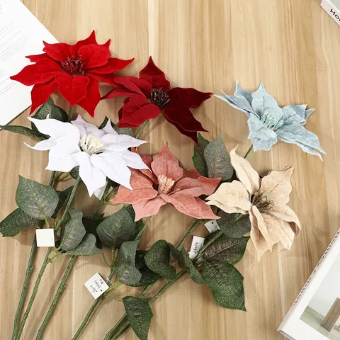 Künstliche Weihnachtsstern Blumenstrauß Samtblüten Simulation Blumengesteck Für Zuhause Urlaub Party Dekoration