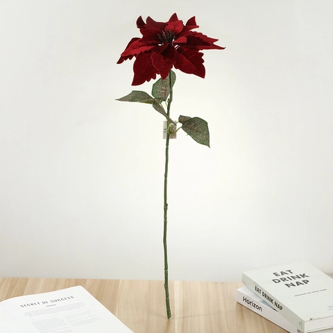 Künstliche Weihnachtssterne Blumen Beflockte Simulation Samt Blumenstrauß Für Feiertag Party Zuhause Florale Dekoration