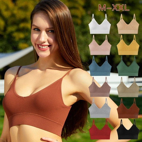 Top de Camisola de Nailon Sin Costuras Para Mujer Cuello en V Copa de Molde Delgada Transpirable Espalda Descubierta Ropa Interior