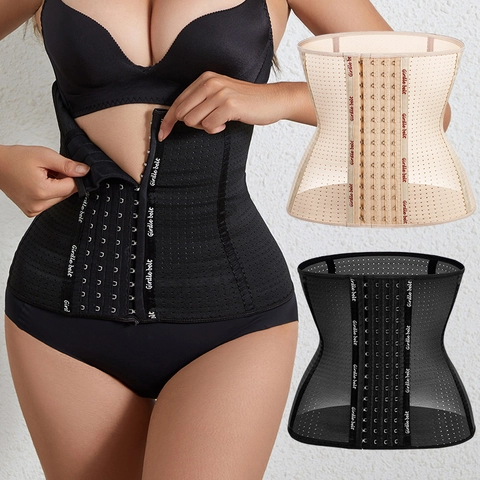 Dames Ademend Mesh Tailleband Gordel Met Memory Staal Bot Verstelbare Multi Haak Lichaamsvormer Voor Postpartum Ondersteuning