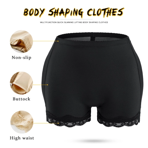 Bragas Moldeadoras de Cintura Alta para Mujer Levantamiento de Glúteos Acolchadas Poliéster con Encaje Control de Abdomen