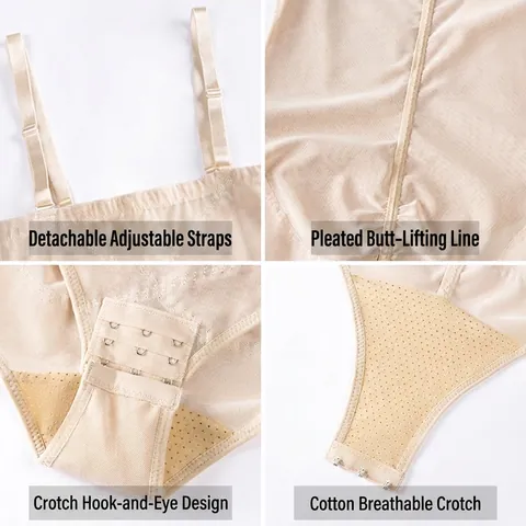 Damen High Waist Bauchkontrolle Shapewear Po-Lifting Body Mit Verstellbaren Trägern Polyester Postnatal Formende Unterwäsche