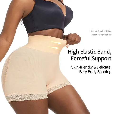 Pantalones Moldeadores de Cintura Alta para Mujer de Poliéster Control de Abdomen Levantamiento de Glúteos con Borde de Encaje