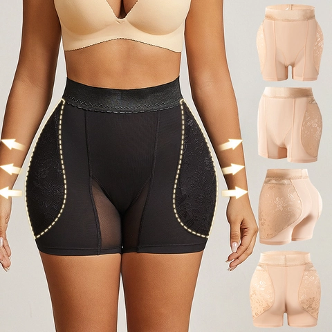 Faja Moldeadora de Cintura Alta Acolchada para Mujer Bragas de Control de Glúteos y Caderas con Malla Transpirable y Encaje