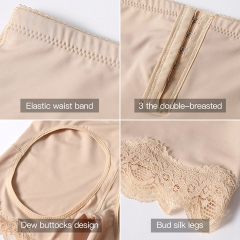Bragas Moldeadoras de Cintura Alta para Mujer Control de Abdomen Levantamiento de Glúteos Sin Costuras con Ribete de Encaje