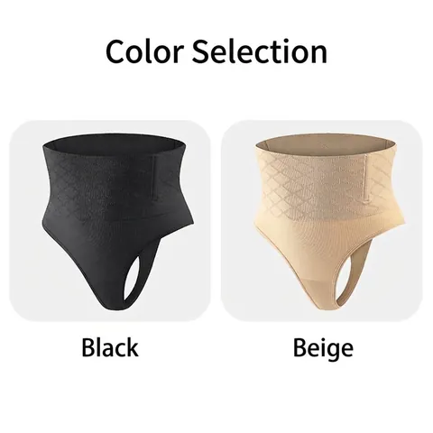 String de Contrôle du Ventre à Taille Haute sans Couture pour Femme Culotte Gainante Texture Losange Respirant Remonte-fesses