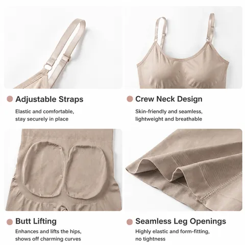 Women Seamless Shapewear Bodysuit Firm Tummy Control Butt Lifter Body Shaper Plus Size Adjustable Straps Underwear