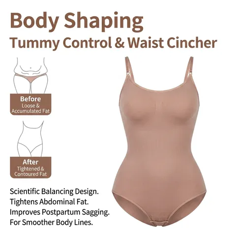 Body Modellante Senza Cuciture da Donna Controllo Addominale Sollevamento Fianchi Body Shaper Intero Intimo con Spalline Sottili Regolabili