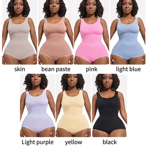 Body Modellante da Donna Senza Cuciture Vita Alta Controllo Pancia Sollevamento Glutei Body Snellente a Coste Intimo Intero Canotta