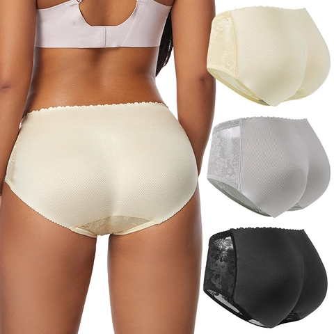 Women Lace Padded Butt Lifter Panties High Waist Tummy Control Hip Enhancer Shapewear Breathable Mesh Underwear For Daily