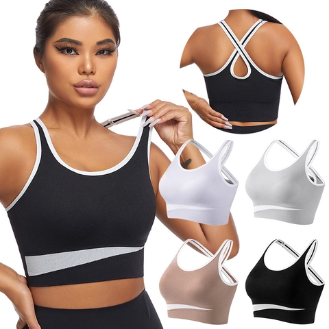 Dames Naadloze Sportbeha Hoge Ondersteuning Yoga Vest Nylon Push-up Kruislings Rug Fitness Hardlopen Ondergoed