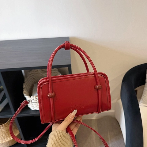 Women's Fashion PU Leather Crossbody Bag Minimalist Solid Color Small Square Handbag With Adjustable Strap For Daily Use