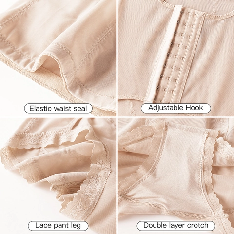 Faja Pantalón de Cintura Alta para Mujer Control de Abdomen Levantamiento de Glúteos Malla Transpirable Cierre Ajustable Ropa Interior
