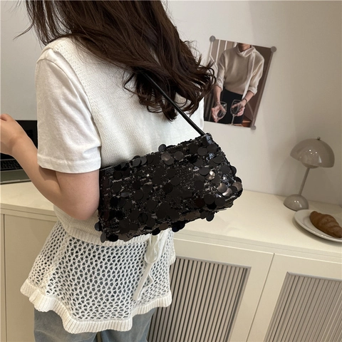 Borsa Sottobraccio Donna con Paillettes Scintillanti Elegante Borsa da Sera Glitterata Borsetta da Party per Matrimonio Accessorio Moda