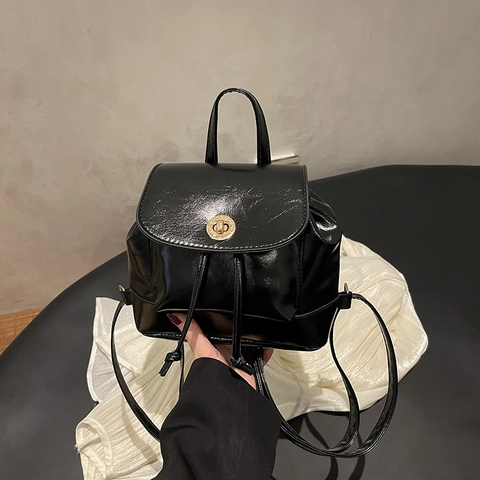 Mochila Mini de Cuero PU de Moda para Mujer Mochila Pequeña de Viaje Retro Con Cierre de Metal y Correas Ajustables Bolso de Mano Elegante