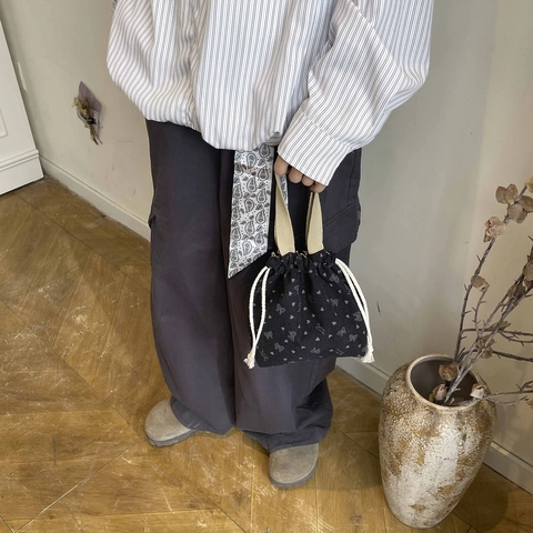 Vintage Kord Eimer Tasche Mit Kordelzug Für Damen Herz Schmetterling Muster Kleine Handtasche Lässige Tasche Täglich
