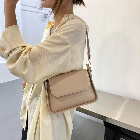 Borsa Quadrata Piccola Minimalista da Donna in Pelle PU Con Tracolla Larga Borsa a Tracolla alla Moda per Pendolari Quotidiani