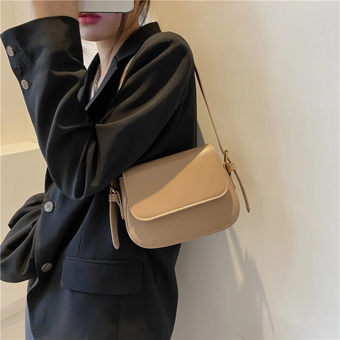 Borsa a Tracolla da Donna Minimalista in Pelle PU Vintage Piccola Borsa a Spalla Quadrata per Pendolarismo Quotidiano Borsa alla Moda
