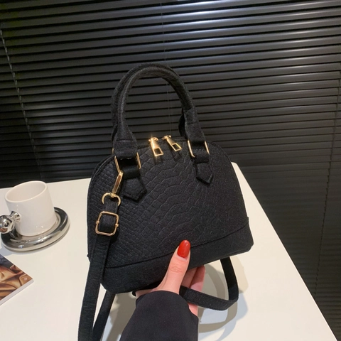 Sac Bandoulière Vintage en Similicuir PU Gaufré Crocodile pour Femme Mode Double Fermeture Éclair Sac à Main