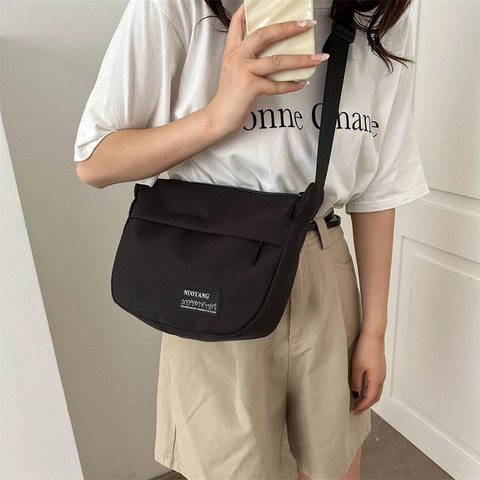 Women Oxford Cloth Crossbody Bag Fashion Street Style Messenger Bag Minimalist Solid Color Shoulder Tote Satchel Bag