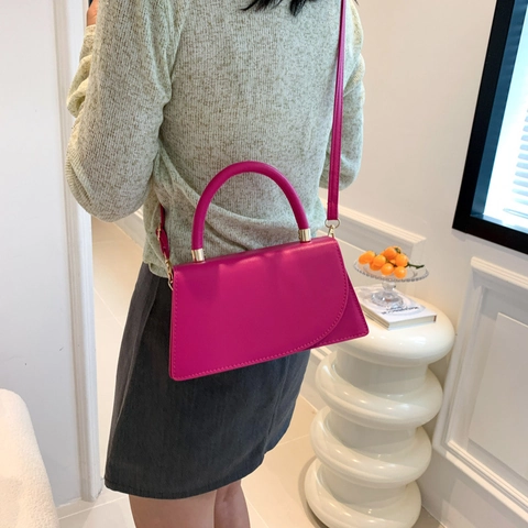 Women Fashion PU Leather Shoulder Bag Minimalist Solid Color Square Handbag With Magnetic Buckle Casual Commute Crossbody Bag For Lady