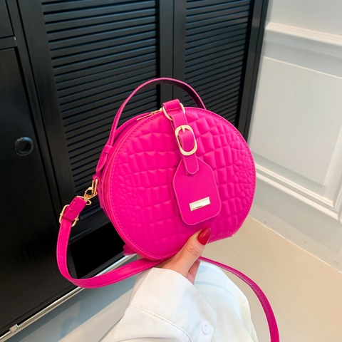 Sac Bandoulière Rond Vintage en Cuir PU pour Femmes Motif Crocodile Petit Sac à Épaule Poignée Matériel Doré Sangle Réglable