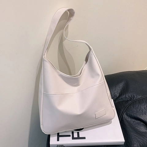Borsa Tote da Donna in Pelle PU Grande Capacità Moda Minimalista Borsa a Tracolla Casual Trendy Hobo per il Pendolarismo