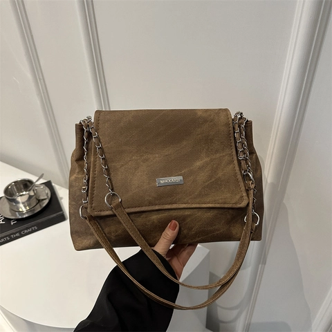 Bolso Tote de Mujer Retro de Cuero PU Gran Capacidad Vintage con Cadena Bolso de Hombro Cierre Magnético para Trabajo Vida Diaria