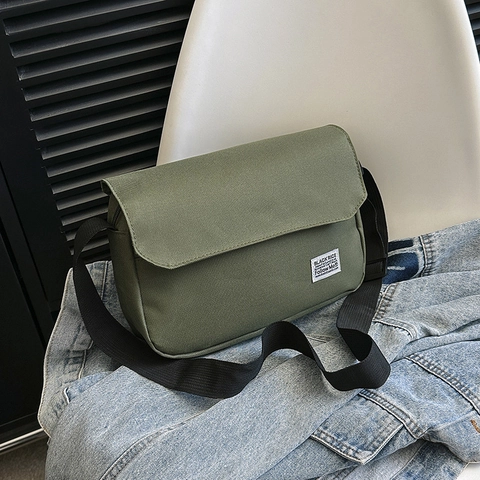 Canvas Messenger Bag For Women Men Casual Crossbody Shoulder Bag With Adjustable Strap Flap Cover Lightweight Daily Travel Handbag