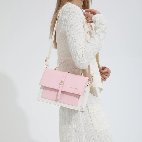 Damen Mode Color Block PU Schultertasche Kleine Quadratische Umhängetasche Mit Tragegriff Goldene Schnalle Lässige Handtasche