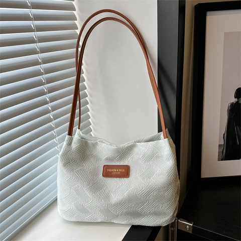 Damen Mode Geometrische Textur Segeltuch Tote Bag Große Kapazität Lässige Umhängetasche Für Schule Pendeln Alltag