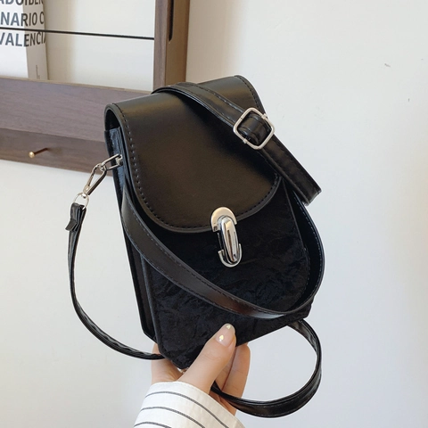 Damen Minimalistische PU Leder Handytasche Marmor Falten Textur Kleine Quadratische Umhängetasche Vielseitige Schultertasche