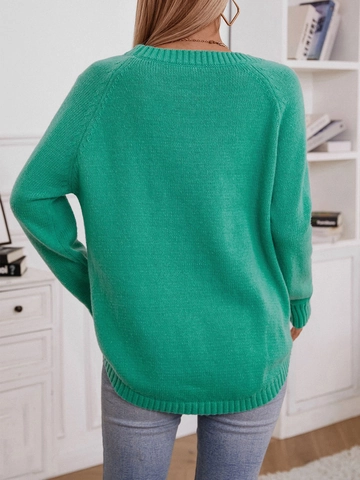 Women's Vintage Rabbit Hair Casual Pullover Sweater Cable Knit Button Detail Loose Long Sleeve Soft Warm Knitwear Top