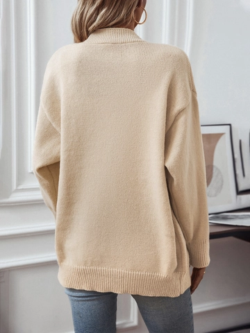 Damen Lose Kaninchenhaar Strickjacke V-Ausschnitt Einreihige Knöpfe Einfarbig Pullover Herbst Winter Mode Top