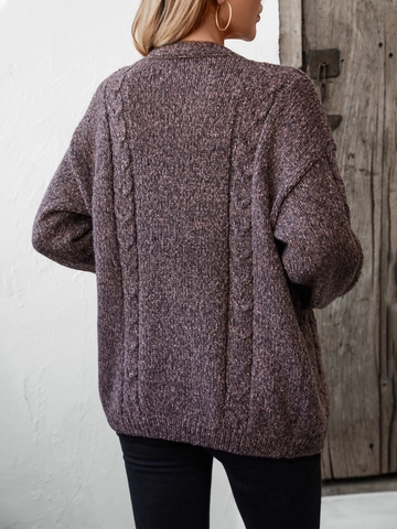 Women's Rabbit Hair Knit Cardigan Cable Knit Open Front Loose Fit Sweater Coat With Pockets Solid Color Autumn Winter Top