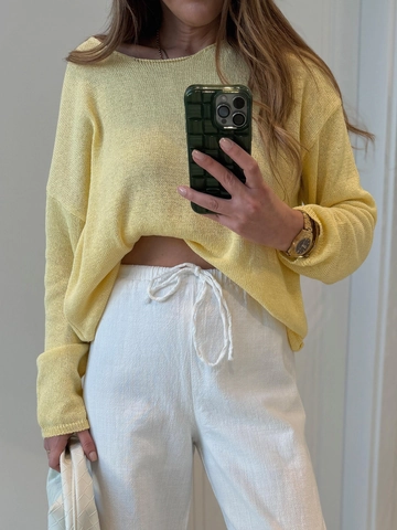 Suéter de Punto Suelto Elegante para Mujer Cuello Redondo Manga Larga Color Sólido Jersey Suave Informal Top Primavera Otoño