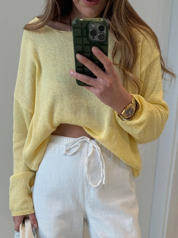 Suéter de Punto Suelto Elegante para Mujer Cuello Redondo Manga Larga Color Sólido Jersey Suave Informal Top Primavera Otoño
