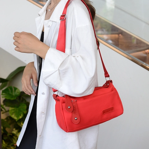 Women's Fashion Nylon Shoulder Bag Trendy Casual Crossbody Tote Bag With Adjustable Strap Solid Color Messenger Bag Daily Handbag