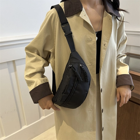 Bolso de Pecho Cruzado de Lona Casual para Mujer Correa Ajustable Riñonera de Color Sólido Bolso de Mensajero de Moda para Deportes al Aire Libre para Mujer