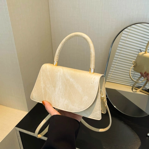Borsa Quadrata Piccola da Donna in Pelle PU Moda Borsa a Tracolla Minimalista Pendolare Con Cuciture Borsetta a Tracolla