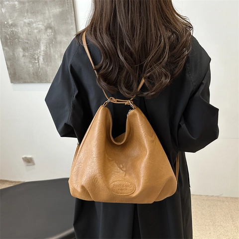 Bolso Tote de Hombro para Mujer de Gran Capacidad Color Sólido Textura de Lichi Cuero Sintético Bolso Hobo de Viaje Diario