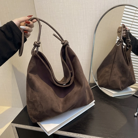 Large Capacity Canvas Tote Bag For Women Retro Minimalist Shoulder Bag Daily Commute Hobo Bag With Knotted Strap Casual Top Handle Bag