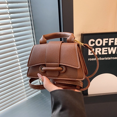 Damen Nischendesign Kieselmaserung PU Leder Kleine Quadratische Tasche Modische Sanduhrform Umhängetasche Handtasche